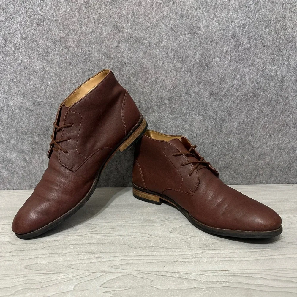 Clarks Flow Top Chukka Boots Mens 10.5 Brown Leather Lace Up‎ Casual Ankle Boots
